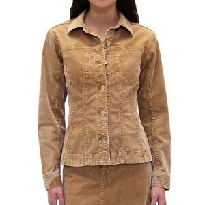 Gap Tan Corduroy Fitted Stretch Jacket Snap Front Small